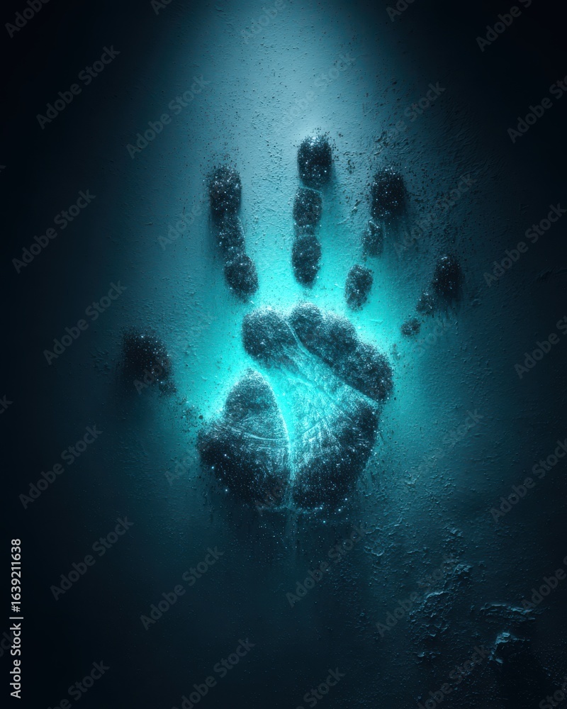 Poster implementing hologram panels for secure access control via handprints