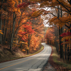Obraz premium road in autumn forest