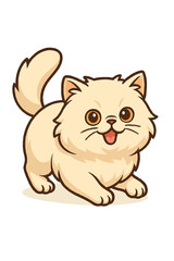Playful Persian Cat Vector Illustration – Isolated Cute Cat Graphic in Flat Style on White Background