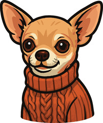 Chihuahua in Sweater Vector Illustration – Isolated Cute Pet Dog Graphic in Flat Style on White Background