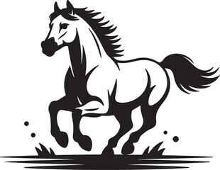 Horse Running Vector Illustration – Isolated Wild Animal Graphic in Flat Style on White Background