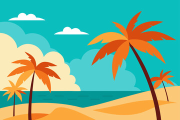 Obraz premium Illustration of a tropical beach scene