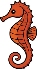 Obraz premium Seahorse with Curved Body Vector Illustration – Isolated Marine Animal Graphic in Flat Style on White Background