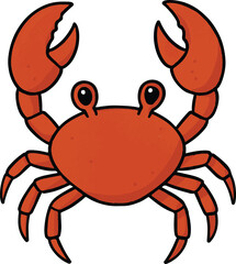 Crab with Claws Raised Vector Illustration – Isolated Sea Animal Graphic in Flat Style on White Background