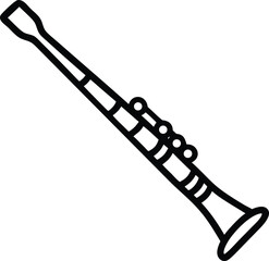 Detailed Line Drawing of a Clarinet Illustrating Musical Instrument and Design Elements in a Clean Style and Artistic Expression
