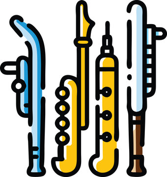 colorful musical instruments line art clip art preview
