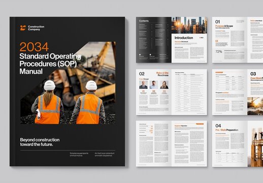 SOP Brochure Template, Corporate Manual Template for Standard Operating Procedure Brochure Layouts
