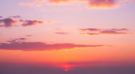 Fototapeta premium Colorful Sunset Sky with Pink Orange Clouds Over Horizon