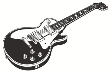 Obraz premium Sleek Electric Guitar Illustration Rocking Out in Black and White Musical Instrument Art for Music Lovers and Musicians