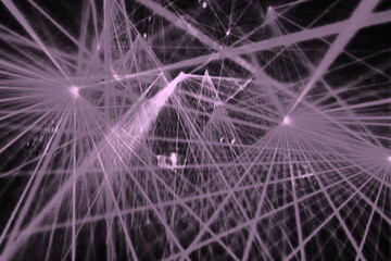 Abstract network of glowing purple lines and nodes creating a complex interconnected digital web on a dark background
