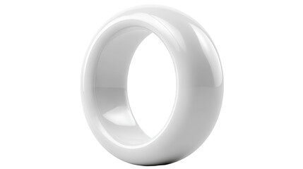 Sleek White Ceramic Ring with Polished Surface and Subtle Light Reflections.