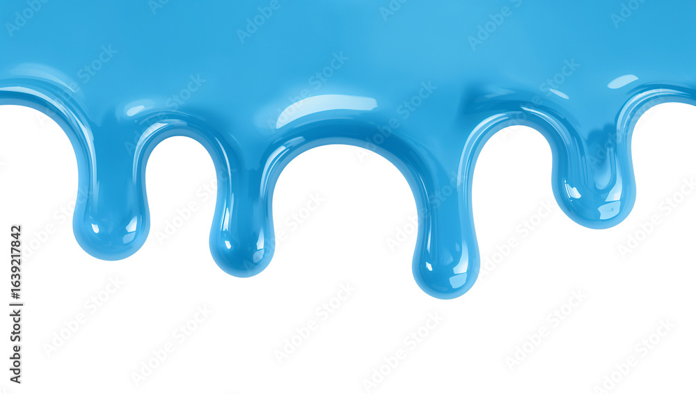 Aufkleber iridescent cyan viscous substance trickling on an isolated transparent background with a unique