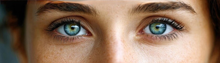 Fototapeta premium Sluggish day for fatigue effect concept. Close-up portrait highlighting vibrant blue eyes and natural beauty.