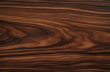 Close-up view of dark brown wood grain texture with wavy natural patterns and rich variations in color