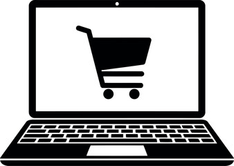 Laptop with shopping cart icon online shopping concept