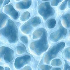 Close-up view of interconnected blue and white organic cell-like structures with textured surfaces and light veins running through