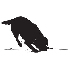 Silhouette of a Dog Sniffing the Ground Vector