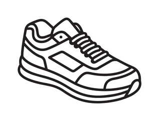 Sporty trail running shoes outline in minimal vector drawing