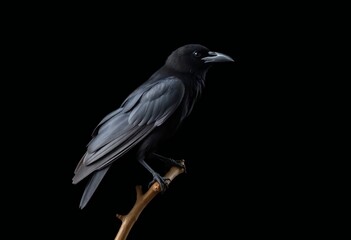 Obraz premium Portrait of a black crow on a branch