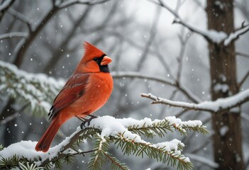 red cardinal in winter