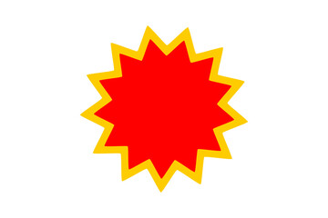 Red starburst badge with yellow outline for labels, stickers, and promotional design elements on a white background