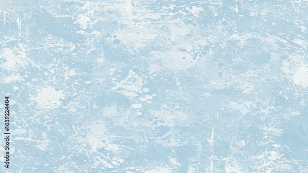 Poster soft blue abstract background with white paint splatters and textured brush strokes creating a moder