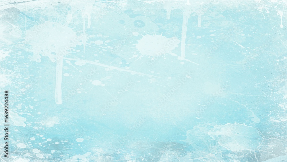 Poster cool abstract blue watercolor paint splashes and drips create a dynamic textured background for crea