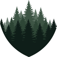 Obraz premium Shield shaped evergreen forest silhouette