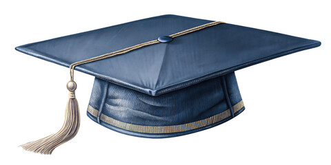 Celebrate academic achievement with this classic dark blue graduation cap featuring a golden tassel, symbolizing knowledge and success.