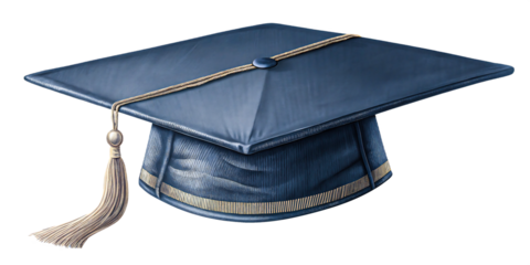 Celebrate academic achievement with this classic dark blue graduation cap featuring a golden tassel, symbolizing knowledge and success.