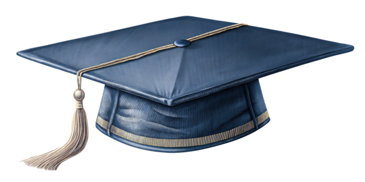Celebrate academic achievement with this classic dark blue graduation cap featuring a golden tassel, symbolizing knowledge and success.
