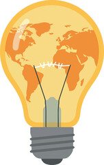 Global idea lightbulb world map innovation concept