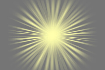 Bright yellow starburst radiating light and energy outward from a central glowing point on a gray background