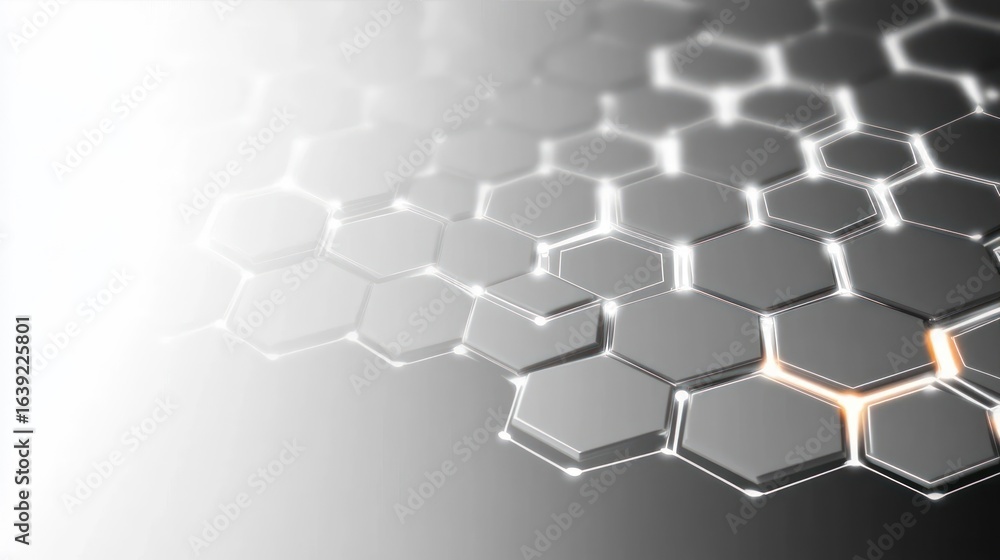 Aufkleber abstract futuristic surface composed of interconnected transparent hexagonal shapes with subtle glow