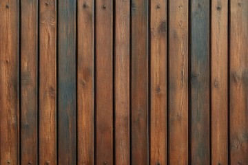 Obraz premium Close-up of vertically aligned wooden planks with rich brown tones and visible natural grain patterns