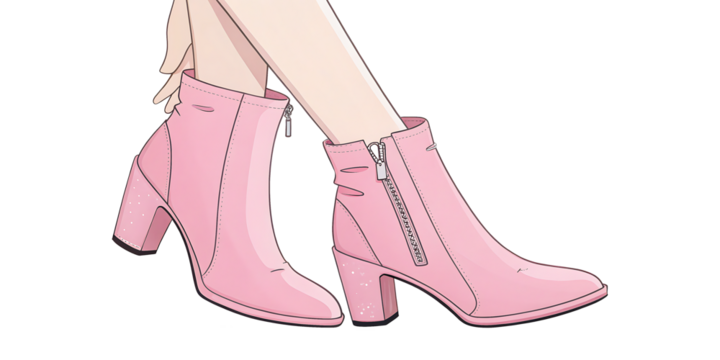 Chic pink ankle boots with sparkling heels and side zippers create a stylish, modern fashion statement for any occasion.