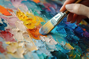 Obraz premium paint brushes and palette
