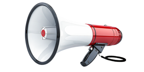 Loud red and white megaphone amplifying important messages, perfect for announcements and promotions
