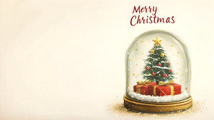Fototapeta premium Charming christmas snow globe with mason jar, pine tree, and gifts for holiday decor