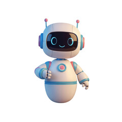 Cute And Friendly Robot Character Standing On A Transparent Background Looking Ahead