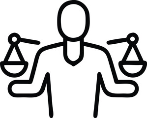 Person holding scales of justice balanced concept
