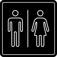 Toilet sign. Bathroom glyph icon, Washroom, Restroom, toilet sign printable public sign symbol man woman wc. Female or male WC door plate symbol. Printable sticker.