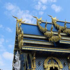 Wat Rong Suea Ten,Ornate architecture, Buddha and figures in the Blue Temple in Chiang Rai, Thailand, Asia