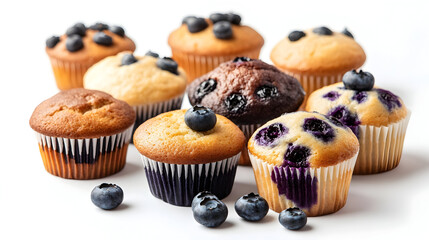 Assorted blueberry muffins in various shapes for culinary delight