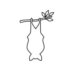 Line art vector icon of bat on white background