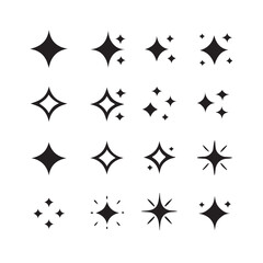 sparkle star icon set. simple star burst symbol collection. shine effect. transparent png and vector illustration