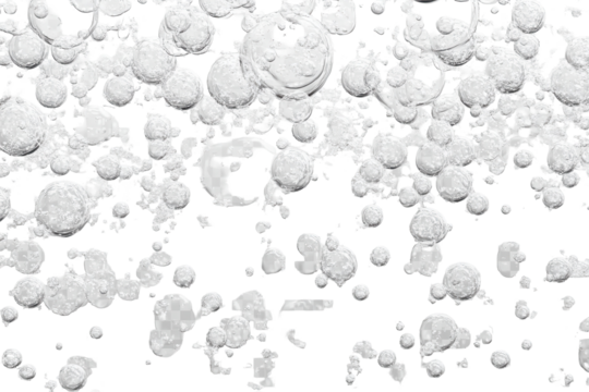 Bubbly foam texture with transparent background creating an ethereal atmosphere and playful visual effects in water or liquid