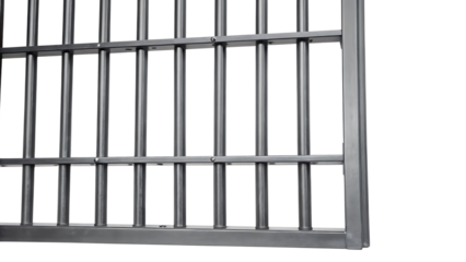 Metal prison bars on white background isolated on a transparent background grey security
