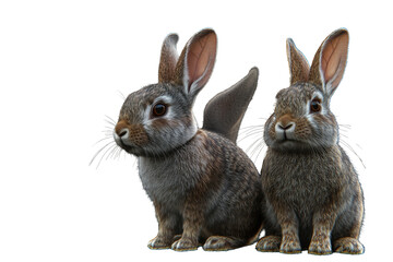 Obraz premium Group of rabbits standing on their hind legs in a playful pose against a dark background during a quiet afternoon
