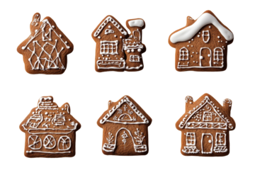 Gingerbread house cookies arranged in a festive display showcasing delightful winter themes and intricate icing designs perfect for holiday celebrations